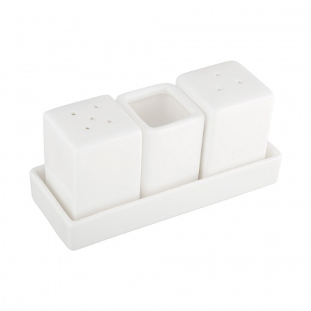 Набор для специй сервировочный (4пр.): солонка, перечница, стаканчик, подставка