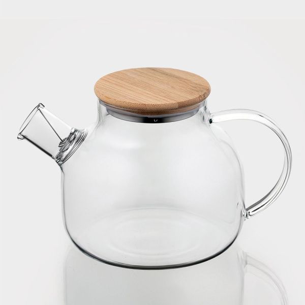 Чайник заварочный 1000 мл, 200 x 135 x 120 мм, с бамбуковой крышкой и металлическим фильтром "Эко"