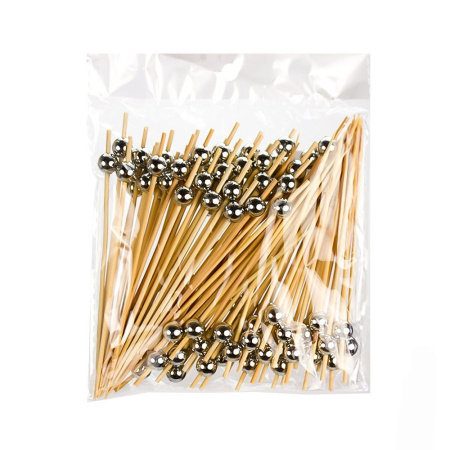 Декоративные пики - серебряная бусина, 100 шт, 120 мм