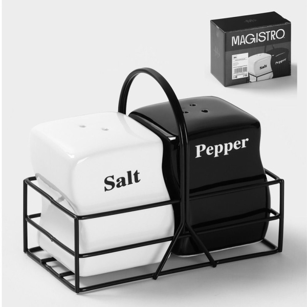 Набор для специй 2 предмета: (солонка, перечница), 120 x 60 x 115 мм, 150 мл, керамика «Инь-Янь»