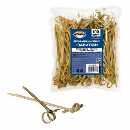 Декоративные пики бамбуковые  "Завитки" 9см (100шт.) Декоративные пики бамбуковые  "Завитки" 9см (100шт.)