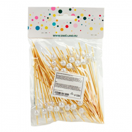 Шпажки для канапе "Жемчужина" 12см (50шт.), с декором