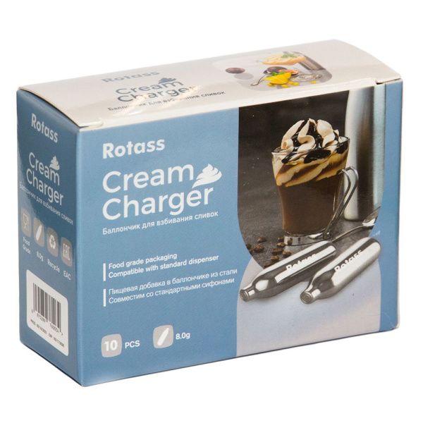 Баллончики к сифону для взбивания сливок (N2O) "ROTASS", 10шт./уп.