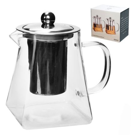 Чайник, 500 мл, 110 х 90 мм, заварочный, стекло, квадратный