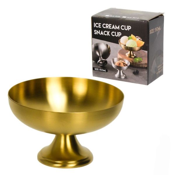 Мороженица (десертница) 150 мл, 100 х 60 мм, нерж сталь, цвет - золото матовое