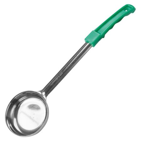 Половник 120 мл, нержавеющая сталь, с плоским дном, зеленая ручка