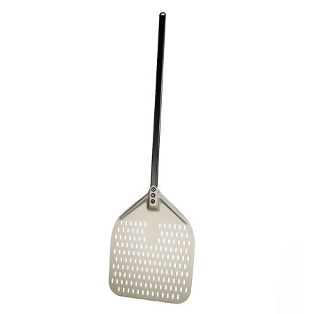 Лопата для пиццы 350 х 405 мм, квадратная, ручка 800 мм, перфорированная, алюминий