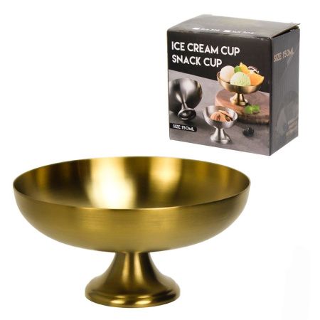 Мороженица (десертница) 250 мл, 130 х 60 мм, нерж сталь, цвет - золото матовое