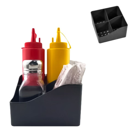 Подставка 118 х 118 х 70 мм, барная, для специй, на 4 предмета, черная