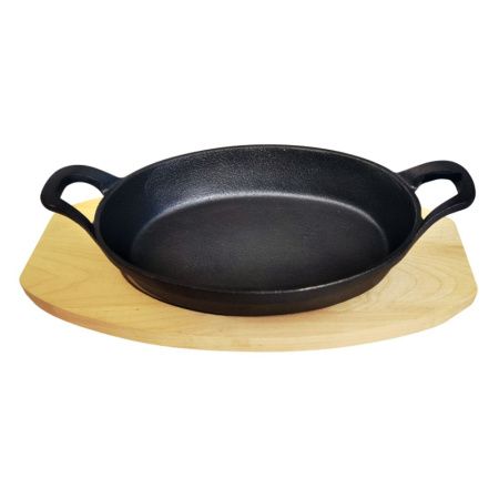 Сковорода порционная (d)205 мм, овал, с 2 ручками, чугун, на подставке