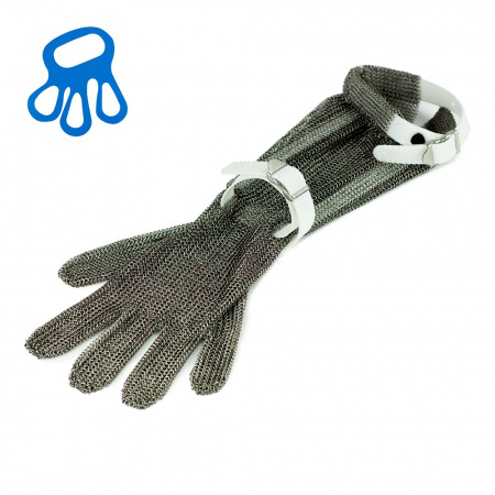 Перчатка кольчужная, нарукавник 20см, размер S, пластиковый ремешок