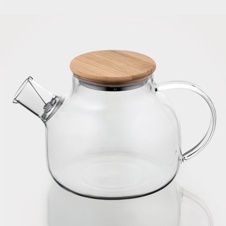 Чайник заварочный 1000 мл, 200 x 135 x 120 мм, с бамбуковой крышкой и металлическим фильтром "Эко"