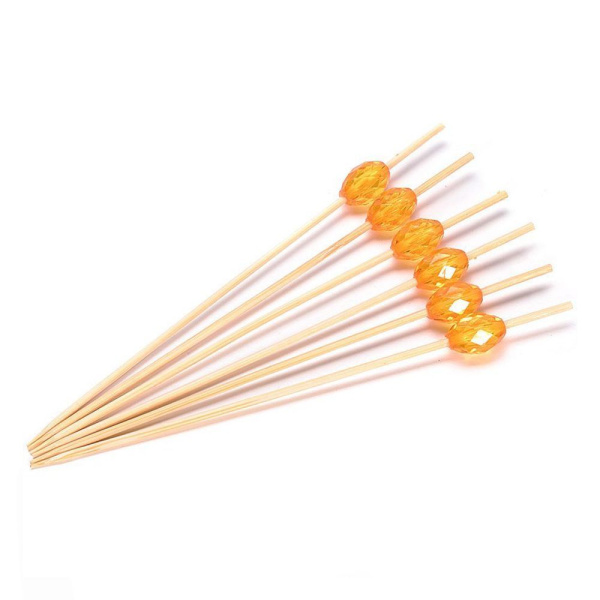 Пики 100 мм, 100 шт/уп, бамбук, кристалл, янтарь Пики 100 мм, 100 шт/уп, бамбук, кристалл, янтарь