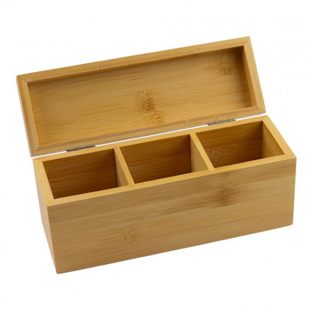 Коробка бамбуковая 21x90x(h)7см для чая, 3 отделения