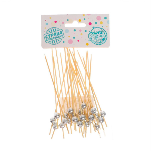 Шпажки для канапе 110 мм, 24 шт., бамбук, цвет черный, "Бусина"