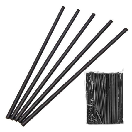 Трубочка для напитков (d)8х240мм, 250шт. упаковка, пластик, черная