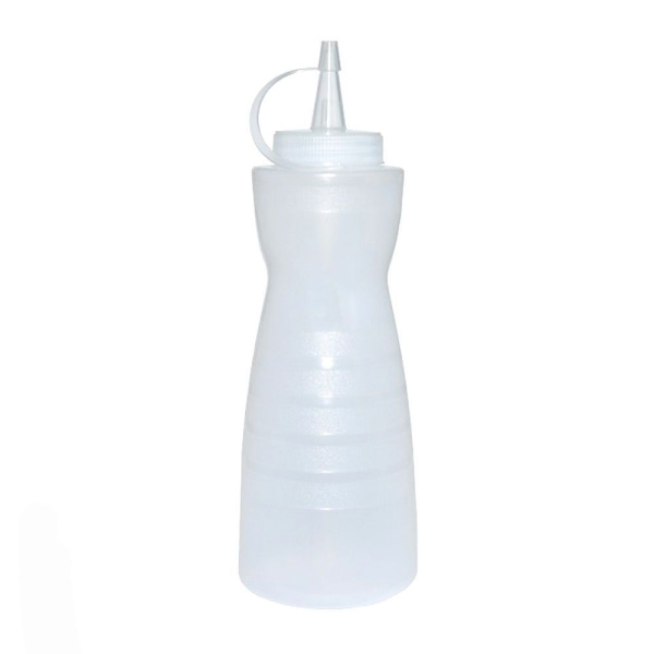 Емкость для соуса 700 мл, (d)82 х (h)238 мм, фигурная с крышкой, прозрачная