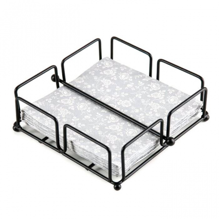 Салфетница "Приборы" 18х18х(h)6,5см с держателем, чёрная