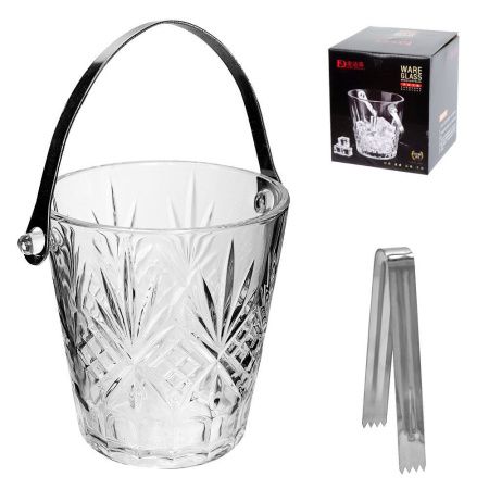 Ведро для льда, 900 мл, (d)122 x (h)132 мм, со щипцами, стекло