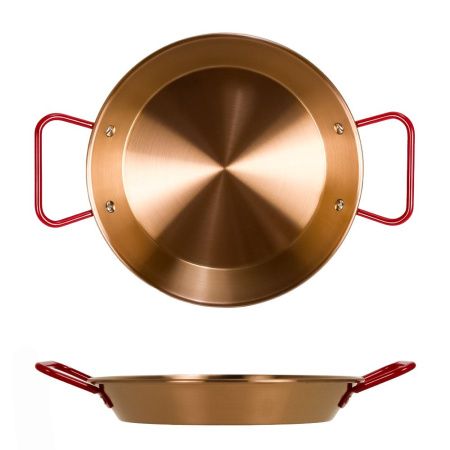 Сковорода (d)220 мм,  с круглыми ручками, для паэльи, (медное покрытие снаружи)