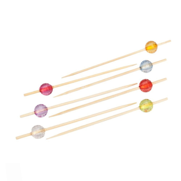 Пики 100 мм, 100 шт/уп, бамбук, кристалл, круглый Пики 100 мм, 100 шт/уп, бамбук, кристалл, круглый