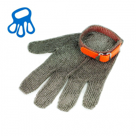 Перчатка кольчужная короткая на 5 пальцев, размер XL, пластиковый ремешок