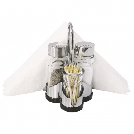 Набор для специй (4 пр.): солонка, перечница, стаканчик для зубочисток, подставка с салфетницей