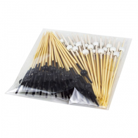 Пики "Шарики" 10см, 100шт./уп., черно-белые