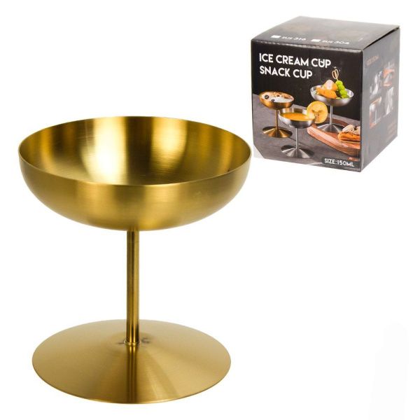 Мороженица (десертница) 150 мл, 100 х 100 мм, нерж сталь, цвет - золото матовое