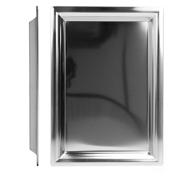 Поднос, 410 х290 х 25 мм, сервировочный для подачи с бортами, сталь