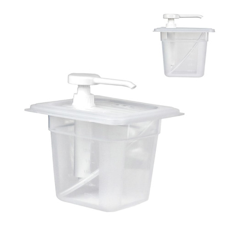 Диспенсер для соусов 2л, GN 1/6, 176x162x(h)150мм, с дозатором Диспенсер для соусов 2л, GN 1/6, 176x162x(h)150мм, с дозатором