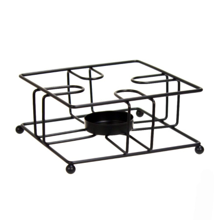 Подставка, 140 х 140 х 70 мм, для подогрева чайника, квадрат,  чёрный прут