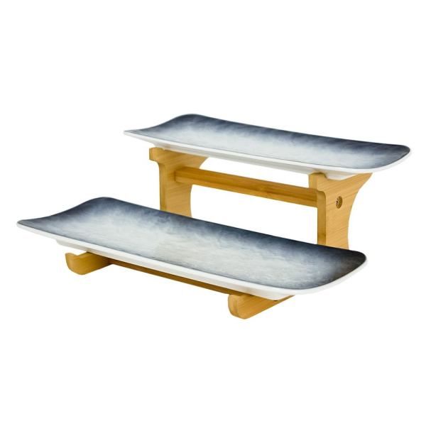 Набор для суши (3пр.):  блюдо 35x12см, блюдо 30x10см, подставка