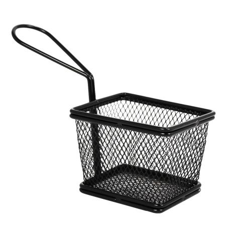 Корзинка 100 х 80 х (h)70 мм, (длина ручки 90 мм), сервировочная, чёрная сетка, нерж. сталь
