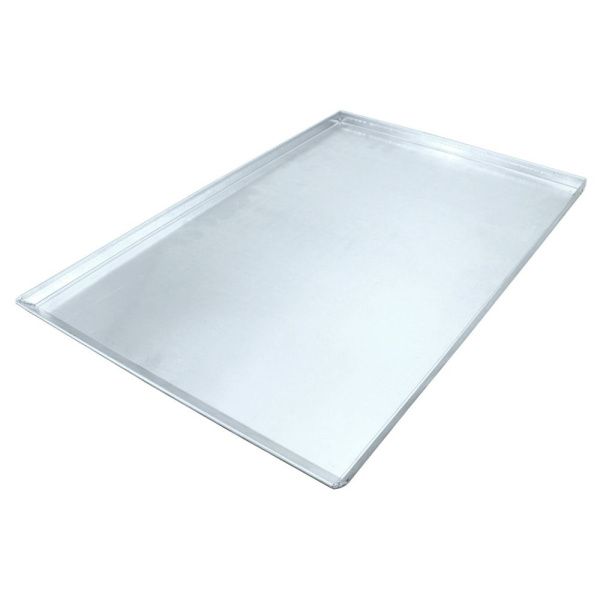 Противень без перфорации 600 х 400 х 20 мм, алюм., 1.5 мм, 3 борта под углом 90°, 1 короткий борт под углом 45°