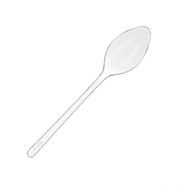 Мини-ложка 100 мм, прозрачный полистирол. Комплект 50 шт.