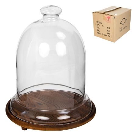 Блюдо 400 х 320 мм из дерева, с крышкой из стекла