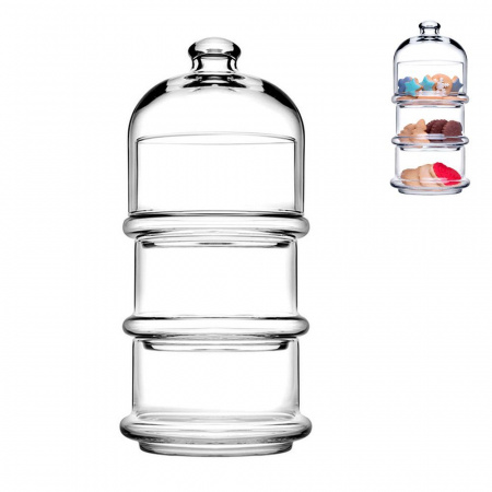 Десертница трёхъярусная (d)12x(h)26см, 4пр.: 3 мисочки 505мл, крышка