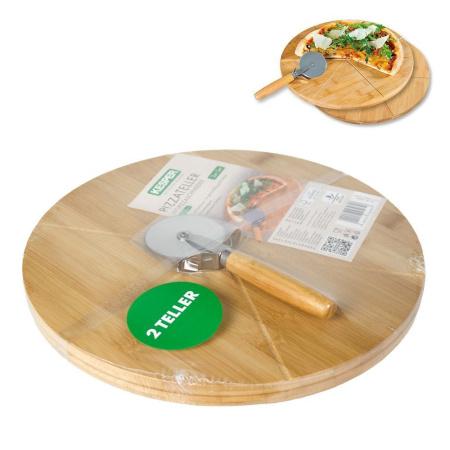 Набор для пиццы: 2 доски (d)32см и нож-ролик