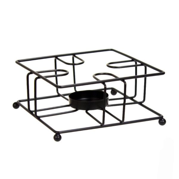 Подставка, 140 х 140 х 70 мм, для подогрева чайника, квадрат,  чёрный прут