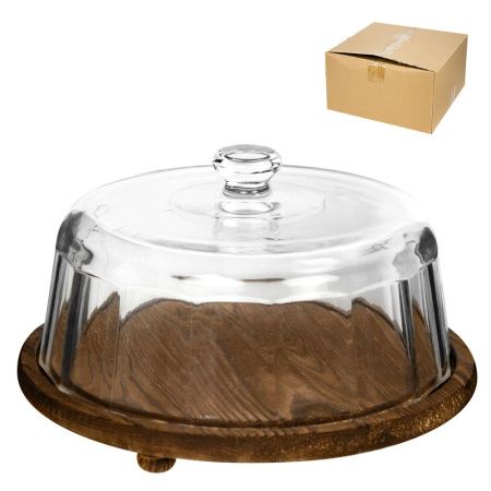 Блюдо 300 х 170 мм из дерева, с крышкой из стекла