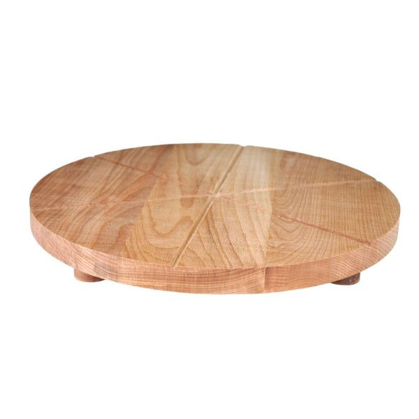 Доска (d)450 х (h)20 мм,  для подачи пиццы, на 6 сегментов,  с ножками, бук