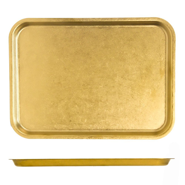Поднос, 245 х 180 х 15 мм,  сервировочный для подачи, сталь состаренная золотистая