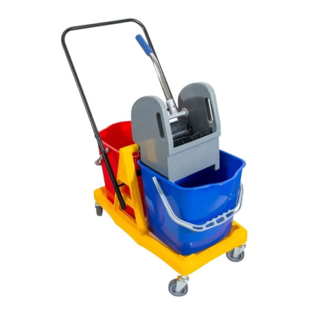 Тележка уборочная двухведерная 2х17л (пластик) с отжимом