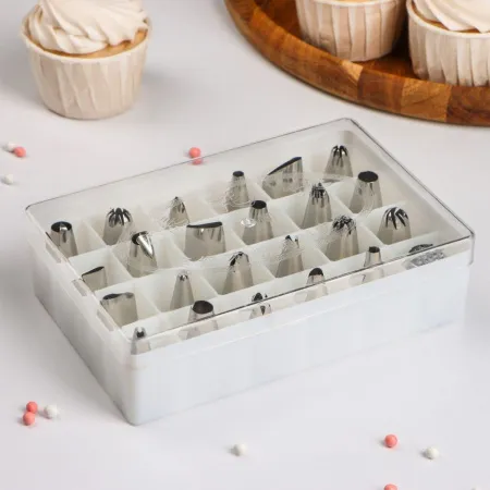 Набор кондитерских насадок в кейсе (d)20 мм, 24 шт.