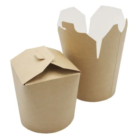 Коробка (контейнер) картонная для лапши 750 мл, 9.5х13.5х10см, упаковка 50шт., с круглым дном WOK ламинированная ЛБ цвет Крафт/Белый