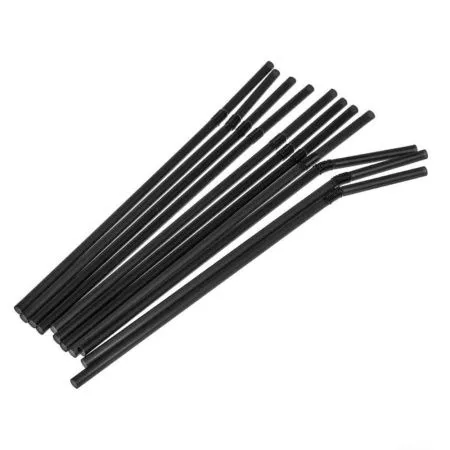 Трубочка полимер. для напитков (d)5 х 240 мм, гофрированная, 1000 шт./уп., чёрная
