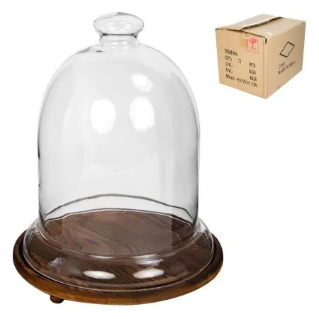 Блюдо 400 х 320 мм из дерева, с крышкой из стекла