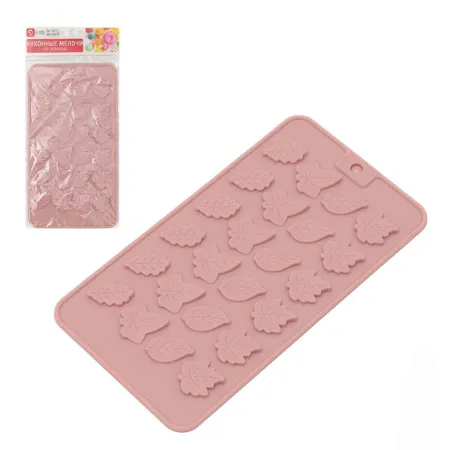 Форма кондитерская на 24 ячейки, силикон, 212 х 115 х 3 мм,  "Листики" 25 х 16 мм